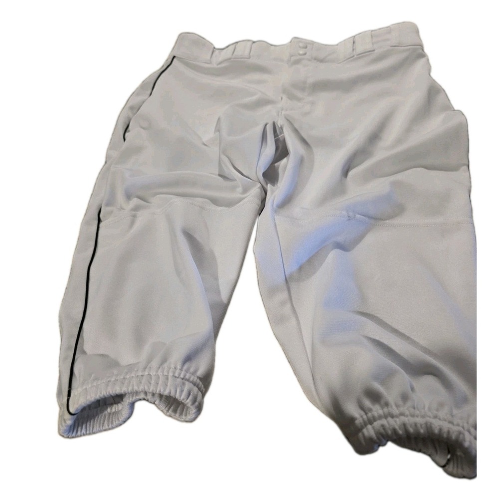 Under Armour branded inner waistband, tunnel belt loops, double snap closure. LG